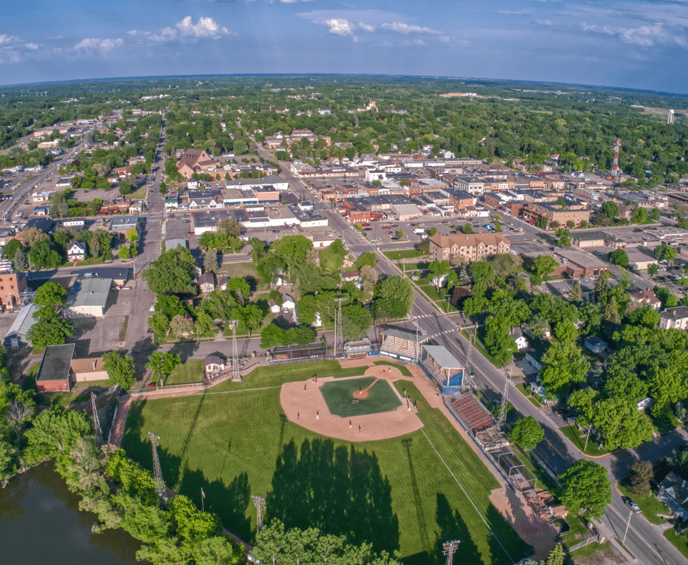Alexandria aerial view. Baseball game. Alexandria Movers - Piepho Moving & Storage
