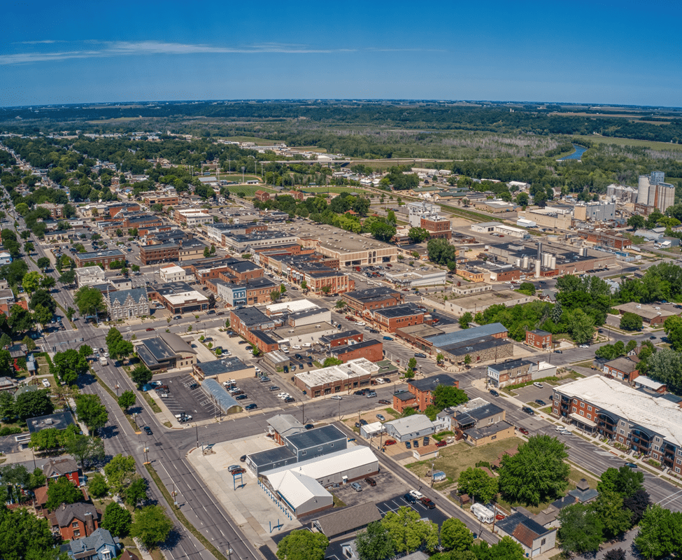 New Ulm aerial view of the neighborhood. New Ulm Movers - Piepho Moving & Storage