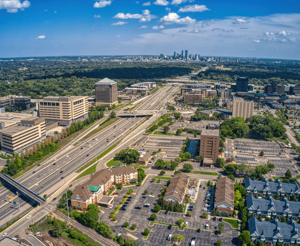 St Louis Park aerial view side road. St. Louis Park Movers - Piepho Moving & Storage