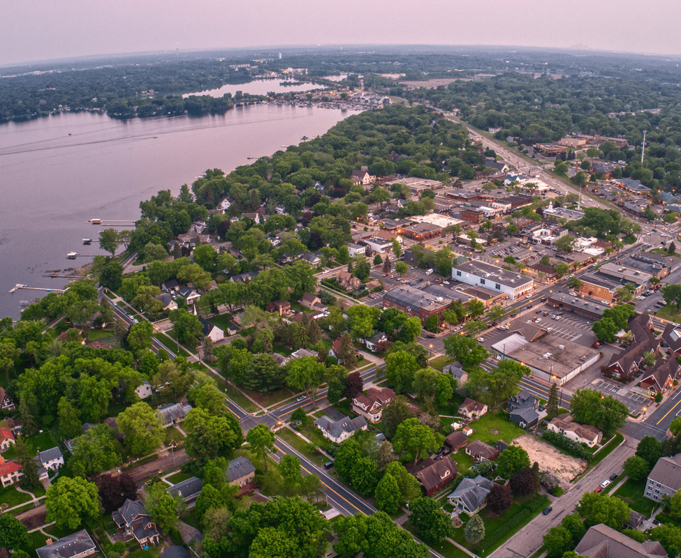 White Bear Lake aerial view of the city. White Bear Lake Movers - Piepho Moving & Storage